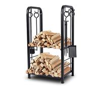 SereneLife Firewood Storage Rack - Heavy Duty Wood Stackers Organizer, 220 lbs weight Log Capacity, Stack up your Logs and Keeps it Dry, Suitable for any Seasons, Perfect for Indoor and Outdoors