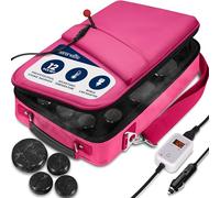 SereneLife Kit Chauffant Portable pour Pierres de Massage - Appareil Électrique de Massage Spa avec Chauffe-Pierres, 6 Grandes et 6 Petites Pierres Ronde en Basalte, Contrôle Numérique, Rose