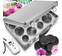 SereneLife Kit de Massage à Pierre Chaude - Système Portable de Thérapie avec Pierre Chauffée, avec Contrôleur Numérique de Température, 12 Pierres de Massage Incluses, Installation Rapide