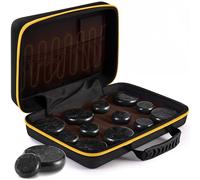 SereneLife Kit Massage Basalte Portable avec Pochette Chauffante - Massager Chauffant avec 12 Pierres Basalte et Set Chauffant, Accessoires de Massage Apaisants