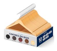Serenelife Cintres en Bois - Cintres Minces Économisant de l'espace - Crochet Pivotant à 360 Degrés - Supportant jusqu'à 4,5 kg - pour Manteaux, Vestes, Pantalons et Robes - Lot de 10