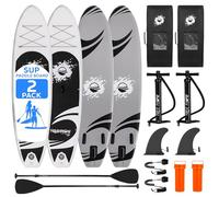 SereneLife Lot de 2 Planches à pagaie gonflables - 10' Stand Up Paddle Board avec Pompe à air Manuelle, Laisse de sécurité, kit de réparation de Paddleboard, Sac de Rangement - Capacité de 125 kg