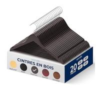 Serenelife Cintres en Bois - Cintres Minces Économisant de l'espace - Crochet Pivotant à 360 Degrés - Supportant jusqu'à 4,5 kg - pour Manteaux, Vestes, Pantalons et Robes - Lot de 20 - Brun