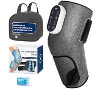 SereneLife Masseur de Genou à Compression d’Air 3-en-1 Chauffant - Appareil de Massage Portable pour Genou, Coude et Épaule, 4 Modes de Vibration, 2 Niveaux de Chaleur, Batterie Rechargeable