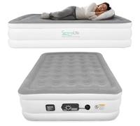 SereneLife Matelas gonflable de luxe avec pompe à haute vitesse intégrée, niveaux de fermeté réglables, soutien solide de la colonne vertébrale, matelas gonflable de 45,7 cm pour invités, maison