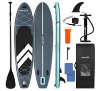 SereneLife Paddle Gonflable 280 cm Adulte et Débutant - Stand Up Paddle Stable et Léger avec Pont EVA Antidérapant, Pagaie Réglable, Leash, Aileron et Sac, Charge 159 kg