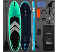 SereneLife Paddle Gonflable Adulte 305 x 81 cm - Stand Up Paddle Gonflable Stable et Antidérapant avec LED et Accessoires pour Lac et Rivière