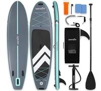 SereneLife Paddle Gonflable Adulte et Débutant 305 cm - Stand Up Paddle Stable et Léger avec Pont EVA Antidérapant, Kit Complet avec Pagaie Réglable, Leash, Sac et Aileron, Charge 159 kg
