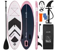 SereneLife Paddle Gonflable Enfant 236 cm - Stand Up Paddle Stable pour Jeunes Débutants dès 5 Ans, Tapis EVA Antidérapant, Largeur 76 cm, Capacité 91 kg, Kit Complet avec Pagaie Réglable, Pompe,Sac
