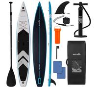 SereneLife Paddle Gonflable Racing 427 cm - Stand Up Paddle Haute Performance 71 cm Étroit pour Vitesse et Glisse, Tapis EVA Antidérapant, Support GoPro et Kit Complet