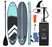 SereneLife Paddle Gonflable XL 335 cm - Planche Extra Large Stable pour Adulte, Enfant et Chien, Pont EVA Antidérapant, Kit Complet avec Pagaie, Pompe, Leash, Aileron et Sac, Charge 200 kg