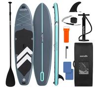 SereneLife Paddle Gonflable XL 350 cm - Planche Extra Large Stable pour 2 Adultes et 1 Enfant, Pont EVA Antidérapant, Pagaie, Pompe, Leash, Aileron et Sac, Charge 200 kg