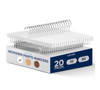 SereneLife Perches en Bois pour Pantalons, Pack de 20 perches avec Clips Ajustables et Crochet pivotant antirouille, Organisateur de Pantalons Gain de Place pour Placard