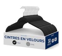 SereneLife Perches en Velours pour Chemises, Pack de 30, Antidérapantes, Crochet pivotant, Design Mince, Idéales pour t-Shirts, Vestes, Blouses et Robes à Bretelles, Noir