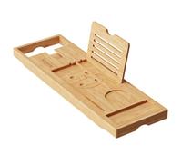 SereneLife Plateau de Bain en Bambou - Étagère de Bain Extensible avec Design Pliable, Planche de Bain en Bois pour Bains relaxants, réglable et Facile à Ranger, s'adapte à la Plupart des Tailles de