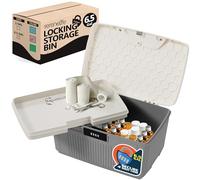 SereneLife Poubelle de rangement verrouillable, capacité de 20 litres, boîte de rangement robuste avec serrure à combinaison, gris