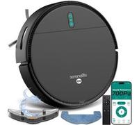 SereneLife Robot Aspirateur Balai Intelligent - Aspiration 700 Pa, Contrôle App, 3 Modes de Nettoyage, Capteurs Anti-Chute, Auto-Recharge, Silencieux, Poils d’Animaux, Sols Durs et Tapis-Noir