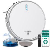 SereneLife Robot Aspirateur et Balai Intelligent Combo, Aspiration de 2000Pa, Contrôle par App, 4 Modes de Nettoyage, Capteurs Anti-Chutes, Nettoyage Multi-Surfaces, Auto-Charge, Idéal pour Poils