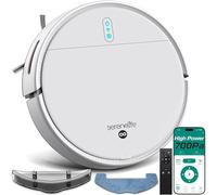 SereneLife Robot Aspirateur Balai Intelligent - Aspiration 700 Pa, Contrôle App, 3 Modes de Nettoyage, Capteurs Anti-Chute, Auto-Recharge, Silencieux, Poils d’Animaux, Sols Durs et Tapis-Blanc