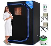 SereneLife Sauna Infrarouge Portable - 2 Personnes - avec Générateur de Vapeur, 2 Chaises pliables et Télécommande