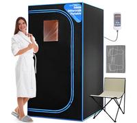 Sauna Portable - SereneLife - Sauna Portable/Infrarouge - Pliable - Cabine avec Coussin Chauffant pour Les Pieds et Chaise Pliante