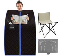 SereneLife Sauna, Sauna Portable/Infrarouge, Vapeur, Spa Maison, Perdre du Poids, Détox, Tente Chauffante Mobile, Pliable Cabine avec Coussin Chauffant pour Les Pieds et Chaise Pliante