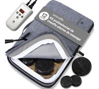 SereneLife Serenelife Kit de massage portable en basalte avec sac chauffant, kit de massage en basalte noir, 12 pierres de massage et kit chauffant