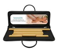 SereneLife Set Bâtons Bambou Chauffants - Kit Portable avec Contrôleur Température Numérique, Pochette Chauffante, 8 Bâtons