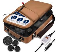 SereneLife Set Chauffe-Pierres Massage - Massager Chauffant Spa & Kit Chauffage avec 6 Grands et 6 Petits Pierres de Basalte Ronde, Contrôle Numérique de la Pochette Chauffante