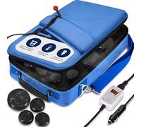 SereneLife Set Chauffe-Pierres Massage - Massager Chauffant Spa & Kit Chauffage avec 6 Grands et 6 Petits Pierres de Basalte Ronde, Contrôle Numérique Pochette Chauffante (Noir)