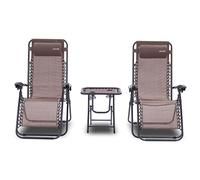 SereneLife Set de 2 Chaises Pliantes - Chaise Longue Réglable pour Extérieur avec Table Latérale, Porte-Gobelets, Oreillers Amovibles - Patio, Jardin, Plage - Marron