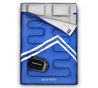 SereneLife Sleeping Bag SLSBBL Double pour Adultes/Adolescents avec 2 oreillers, Sacs de Couchage d'extérieur légers et résistants aux intempéries - Camping, randonnée, Voyage (Bleu) Unisexe
