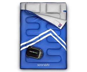 SereneLife Sleeping Bag SLSBBL Double pour Adultes/Adolescents avec 2 oreillers, Sacs de Couchage d'extérieur légers et résistants aux intempéries - Camping, randonnée, Voyage (Bleu) Unisexe