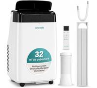 Serenelife SLPAC7EU Climatiseur portable 3 en 1, déshumidificateur intégré, ventilateur, télécommande, kit vidange fenêtre, 7 000 BTU 2,4 kg, 57 décibels, blanc