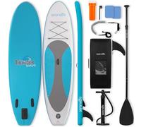 SereneLife Stand Up Paddle Gonflable Adulte 6” - Planche de Paddle avec Accessoires Sup, Sac de Transport, Pont Antidérapant, pour Mer, Lac, Rivière
