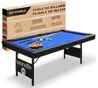 SereneLife Table de Billard Pliante de 1,8 m - Meilleure stabilité - Cadre en Acier, Ardoise entièrement soudée, Supports de Pieds soudés avec verrous de sécurité, Jeu de Billard Robuste de 58 kg et