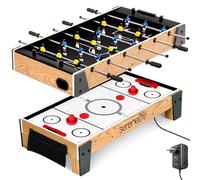 SereneLife Table Multijeux 2-en-1- Air Hockey et Baby-Foot - Table de Jeux avec Balles de Football, Poignées et Palets - Idéale pour Salles de Jeux, Arcades, Bars, Fêtes et Réunions Familiales