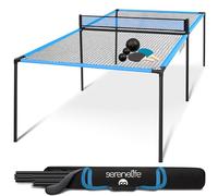 SereneLife Table de Ping-Pong Portable - Table de Ping-Pong Trampoline avec Cadre Acier Revêtu Anti-rouille-240 cm Complet, Jeu “Hand Pong” avec Raquettes & Balles, Intérieur/Extérieur, Salon & Plage