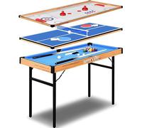 SereneLife Table Multijeux 4 en 1- Billard, Ping Pong, Air Hockey et Shuffleboard- Table Multijeux Pliable Portable-pour Intérieur Extérieur- Tous Âges, Blue