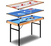 SereneLife Table Multijeux 4 en 1- Billard, Ping Pong, Air Hockey et Shuffleboard- Table Multijeux Pliable Portable-pour Intérieur Extérieur- Tous Âges