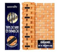 SereneLife Tapis de Bain et de Douche en Bambou Naturel - Tapis de Sol Antidérapant à Lattes avec Finition Naturelle, Surface à Grips Renforcés, Enroulable et Facile à Nettoyer