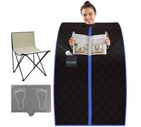 SereneLife Tente de sauna infrarouge portable avec coussin chauffant et chaise pliante, sauna personnel compact de rajeunissement, spa à domicile, 96,5 x 81,3 cm - Noir