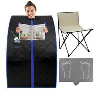 SereneLife Tente Portable à Vapeur et Infrarouge pour la Maison - Boîte de Spa d'intérieur pour Une Personne avec Coussin Chauffant pour Les Pieds, Chaise Pliable et télécommande pour la Relaxation