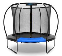 SereneLife Trampoline d'extérieur de 2,4 m pour enfants - Trampoline de jardin durable avec poteaux de sécurité incurvés, filet de clôture, échelle - Certifié ASTM, supporte 119,7 kg, 243,8 x 208,3 cm