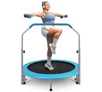 SereneLife Trampoline Portable et Pliable - Mini Rebond à Domicile avec Rampe réglable, Exercice corporel, sans Ressort pour Enfants - SLELT403, Gris, 101,6 cm