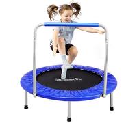 SereneLife Trampoline Pliable pour Tout-Petits 91,4 cm avec Barre de Maintien - Mini Rebondisseur pour Enfants, Fitness et Jeu en Intérieur/Jardin, Activité Ludique,Supporte jusqu’à 100 kg, Bleu Foncé