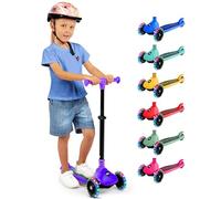 Serenelife Trottinette Enfant - Trottinette 3 Roues - Patinette Pliable avec Hauteur Ajustable - Siège Pliable - Roues LED Lumineuses - Guidon Réglable - Plateau Antidérapant - Scooter Enfant