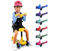 Serenelife Trottinette Enfant - Trottinette 3 Roues - Patinette Pliable avec Hauteur Ajustable - Siège Pliable - Roues LED Lumineuses - Guidon Réglable - Plateau Antidérapant - Scooter Enfant