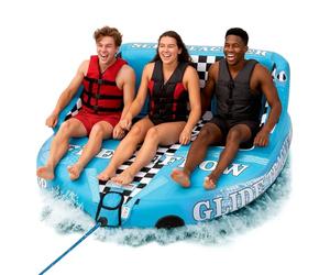 SereneLife Tube de Remorquage Gonflable Robuste - Bateau/Bouée Gonflable, Tubes/Towables Inflatable pour Sports Nautiques avec Sièges en Mousse, Vessie en PVC, Poignées