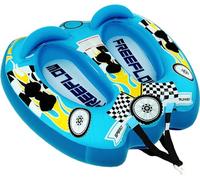 SereneLife Tube Gonflable Towable 2 Personnes - Tube Aquatique Résistant pour Bateau, Rafting et Sports Nautiques avec Sièges en Mousse, Bladder PVC, Poignées (Bleu)